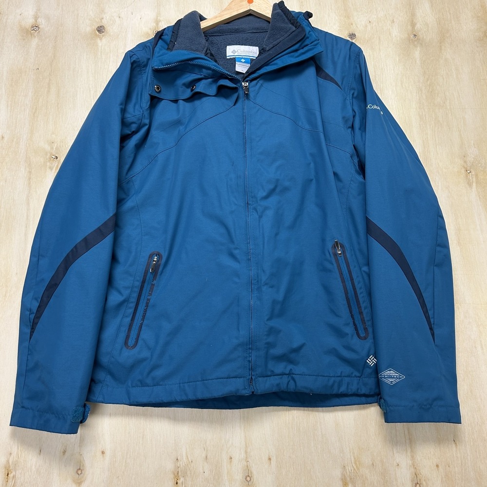 Columbia Jacket Mens XL Blue Interchange 3-in-1 Hooded Fleece Lined Full Zip Ski